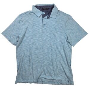 Bugatchi Uomo Two Tone Ice Blue 1/4 Button S/S Pima Cotton Polo Men's Size XL